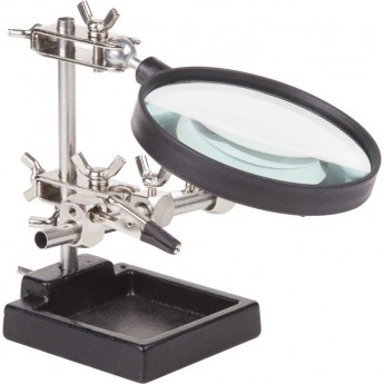Держатель REXANT «ТРЕТЬЯ РУКА», 2 зажима, чугун, лупа 90 мм