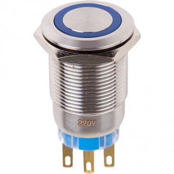 Кнопка антивандальная REXANT 19 12В фикс подсветка синяя