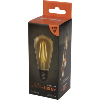 Лампа филаментная REXANT LOFT EDISON ST64 11,5Вт 1380Лм 2400K E27 золотистая колба