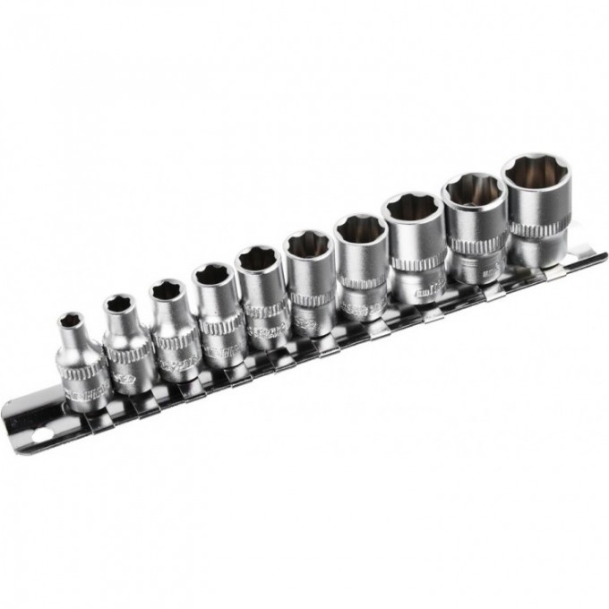 Набор универсальных торцевых головок REXANT 1/4, двенадцатигранные, CrV, 10 шт., 4-13мм 12-8314