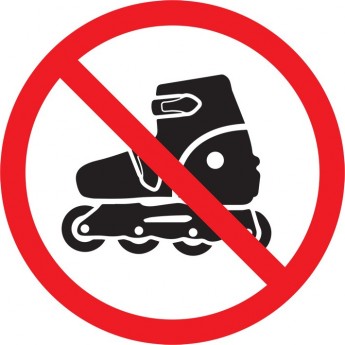 Наклейка запрещающий знак REXANT НА РОЛИКАХ НЕ ЗАХОДИТЬ 150х150 мм