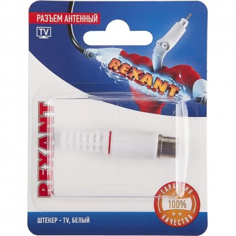 Разъем антенный REXANT на кабель, (штекер-TV), белый, (1шт)