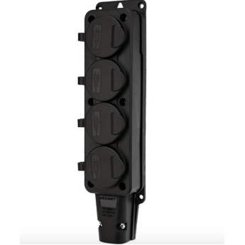 Розетка REXANT штепсельная четырехместная, с/з, 16 А, IP54 каучук