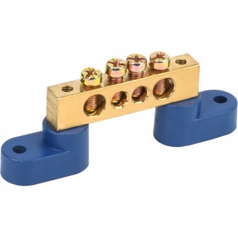 Шина REXANT 8х12 мм на двух угловых синих изоляторах 4 группы