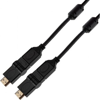 Шнур REXANT HDMI - HDMI с фильтрами 2 м угловой 360° gold