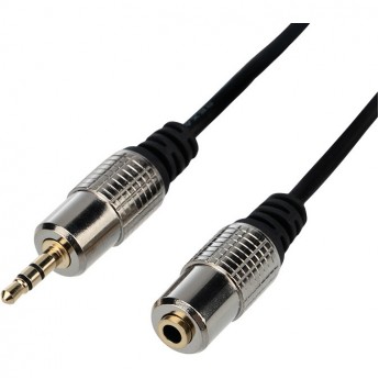Шнур REXANT стерео 3.5 мм гнездо - стерео 3.5 мм штекер 5 м gold-металл