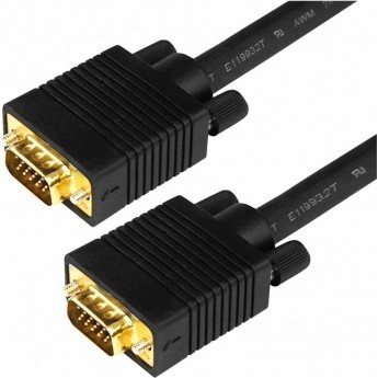 Шнур REXANT VGA - VGA с ферритами, 3м, черный, Gold