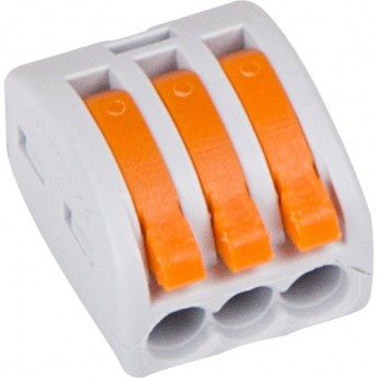 Универсальная клемма REXANT СМК 222-413, 3-проводная серая 0,08-2,5/4 мм² (блистер 5 шт./уп.)