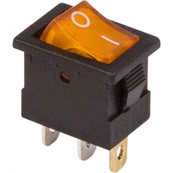 Выключатель клавишный REXANT MINI 12V желтый с подсветкой Выключатель клавишный REXANT MINI 12V желтый с подсветкой